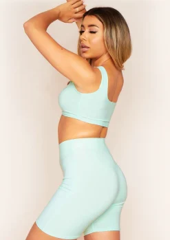 Tops|Basics*Missy Empire Kendra Green Square Neck Cropped Vest Top Mint