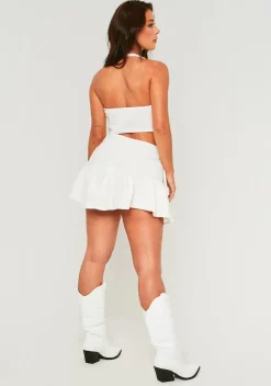 Concert Outfits|Skirts*Missy Empire Kianna Cream Textured Ring Frill Mini Skirt