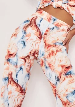 Trousers|Co-Ords*Missy Empire Kimber Multi Marble Print Straight Leg Trousers Multicoloured