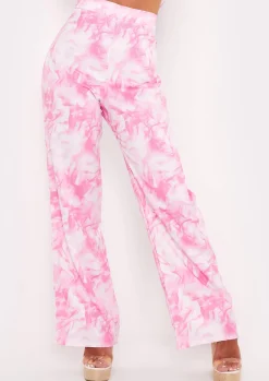 Trousers*Missy Empire Kimber Print Straight Leg Trousers Pink