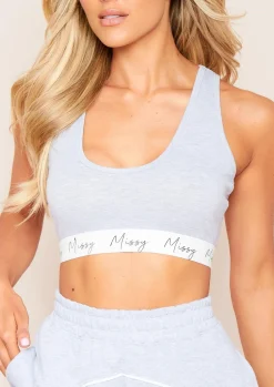 Tops|Activewear*Missy Empire Kimberly Racer Back Crop Top Grey