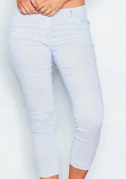 Trousers*Missy Empire Kirby Blue Pinstripe Cropped Trousers