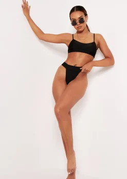 Swimwear|Beachwear*Missy Empire Kourtney Bralet High Rise Bikini Black
