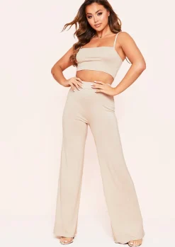 Tops|Loungewear*Missy Empire Laila Basic Jersey Strappy Crop Top Beige