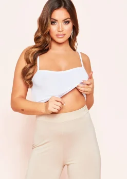 Tops|Loungewear*Missy Empire Laila Basic Jersey Strappy Crop Top White