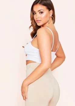Tops|Loungewear*Missy Empire Laila Basic Jersey Strappy Crop Top White