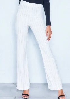 Trousers*Missy Empire Lara Cream Pinstripe High Waist Trousers