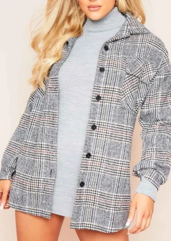 Coats & Jackets*Missy Empire Lara Grey Multi Check Print Oversized Shacket