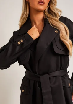 Coats & Jackets*Missy Empire Larsa Trench Coat Black