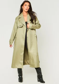 Airport Vibin'|Coats & Jackets*Missy Empire Larsa Trench Coat Olive
