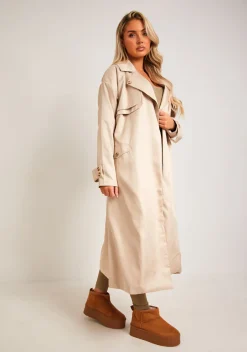 Coats & Jackets*Missy Empire Larsa Trench Coat Stone
