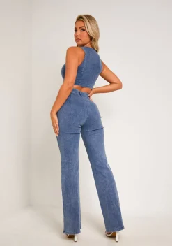 Jeans|Denim*Missy Empire Latesha Blue Denim Bootcut Seam Detail Jeans