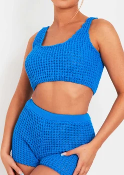 Airport Vibin'|Tops*Missy Empire Laurel Crochet Knit Crop Top Blue