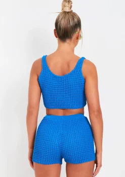 Airport Vibin'|Tops*Missy Empire Laurel Crochet Knit Crop Top Blue