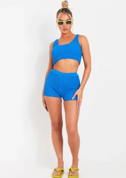 Airport Vibin'|Tops*Missy Empire Laurel Crochet Knit Crop Top Blue