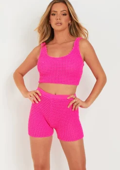 Tops|Knitwear*Missy Empire Laurel Crochet Knit Crop Top Pink