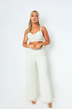 Tops|Co-Ords*Missy Empire Lauren Lemon Drape Front Crop Top