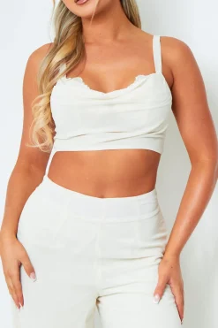 Tops|Co-Ords*Missy Empire Lauren Lemon Drape Front Crop Top
