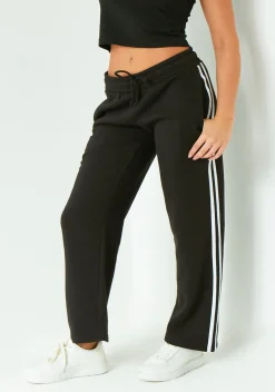 Airport Vibin'|Loungewear*Missy Empire Layla Black Contrast Side Stripe Wide Leg Jogger