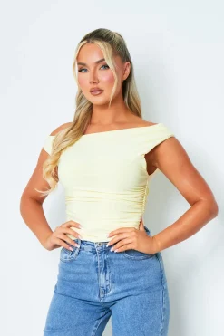 Tops*Missy Empire Lidia Super Soft Off The Shoulder Top Yellow
