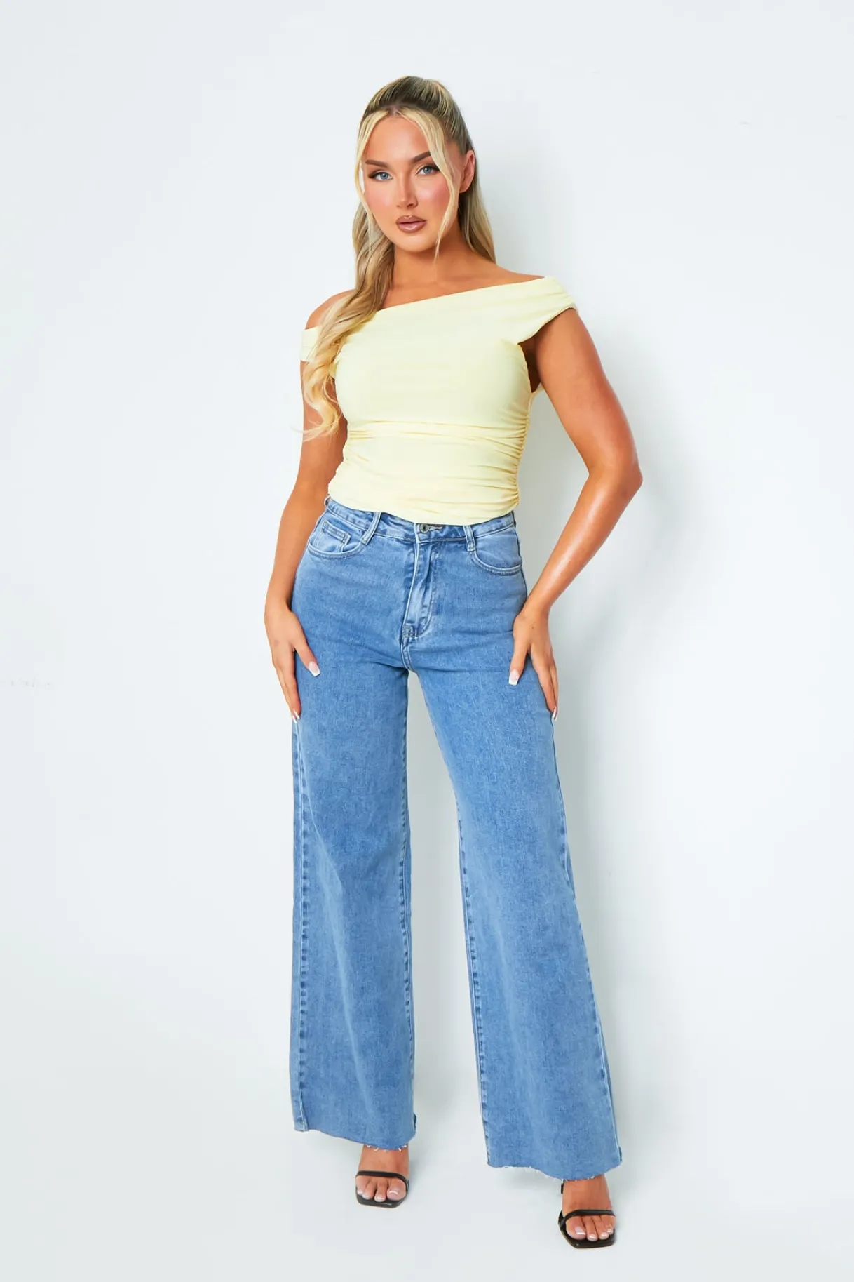 Tops*Missy Empire Lidia Super Soft Off The Shoulder Top Yellow