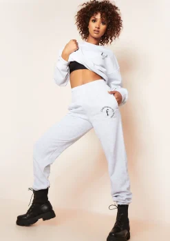 Airport Vibin'|Loungewear*Missy Empire Lila Grey Unapologetically Female Slogan Oversized Tracksuit Joggers