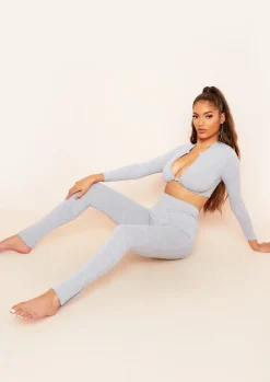 Airport Vibin'|Loungewear*Missy Empire Lola Split Hem Leggings Grey