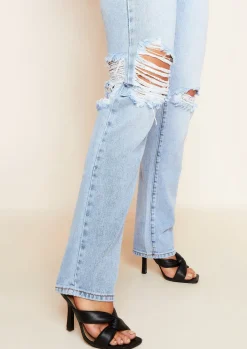 Jeans|Denim*Missy Empire London Light Wash Ripped Jeans