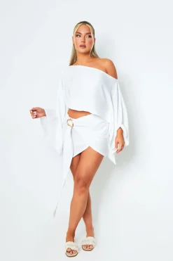 Skirts|Co-Ords*Missy Empire Louise White Wrap Over Detail Mini Skirt
