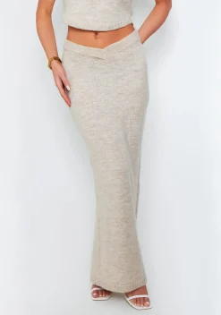 Skirts|Knitwear*Missy Empire Lucia Stone Knitted Dip Waist Maxi Skirt
