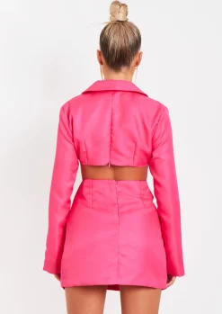 Long Sleeve Dresses|Mini Dresses*Missy Empire Lucinda Cut Out Blazer Dress Pink