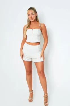 Tops|Co-Ords*Missy Empire Lucy Cream Square Neck Structured Corset Top