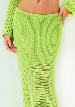 Skirts|Co-Ords*Missy Empire Lucy Green Asymmetric Detail Knitted Midi Skirt