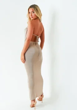 Tops|Co-Ords*Missy Empire Lucy Stone Cowl Backless Top Beige