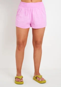 Airport Vibin'|Shorts*Missy Empire Maleah Linen Sheered Waist Shorts Lilac