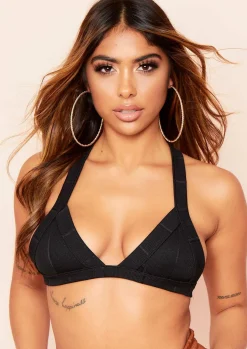 Tops|Basics*Missy Empire Mara Bandage Triangle Basic Bralet Black
