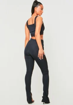 Leggings|Co-Ords*Missy Empire Margot Black Sculpting Legging With Mesh Panels