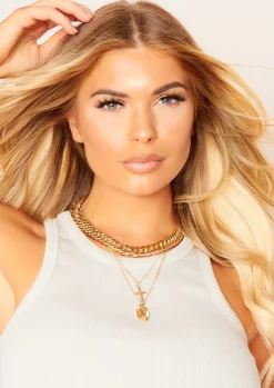 Necklaces|Rave Outfits*Missy Empire Marie Gold Cross Chunky Chain Necklace