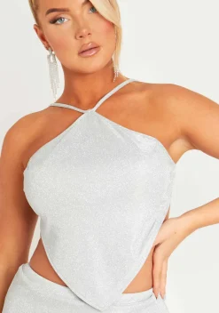 Rave Outfits|The Party Edit*Missy Empire Maryse Silver Glitter Bandana Top