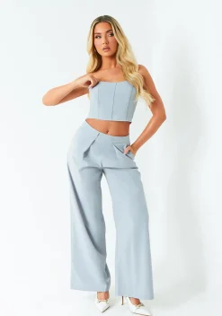 Trousers|Co-Ords*Missy Empire Matilda Grey Pleat Detail Wide Leg Trouser Co-ord