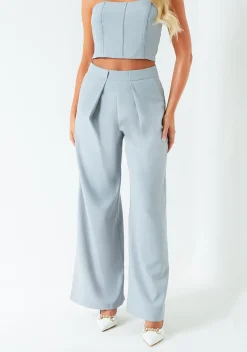 Trousers|Co-Ords*Missy Empire Matilda Grey Pleat Detail Wide Leg Trouser Co-ord