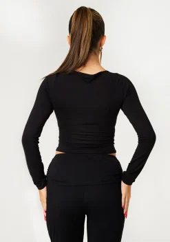 Gym Tops|Tops*Missy Empire Meriah Long Sleeve Crop T-shirt Black