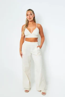 Tops|Co-Ords*Missy Empire Mia Cream Sculpted Scoop Neck Bralette