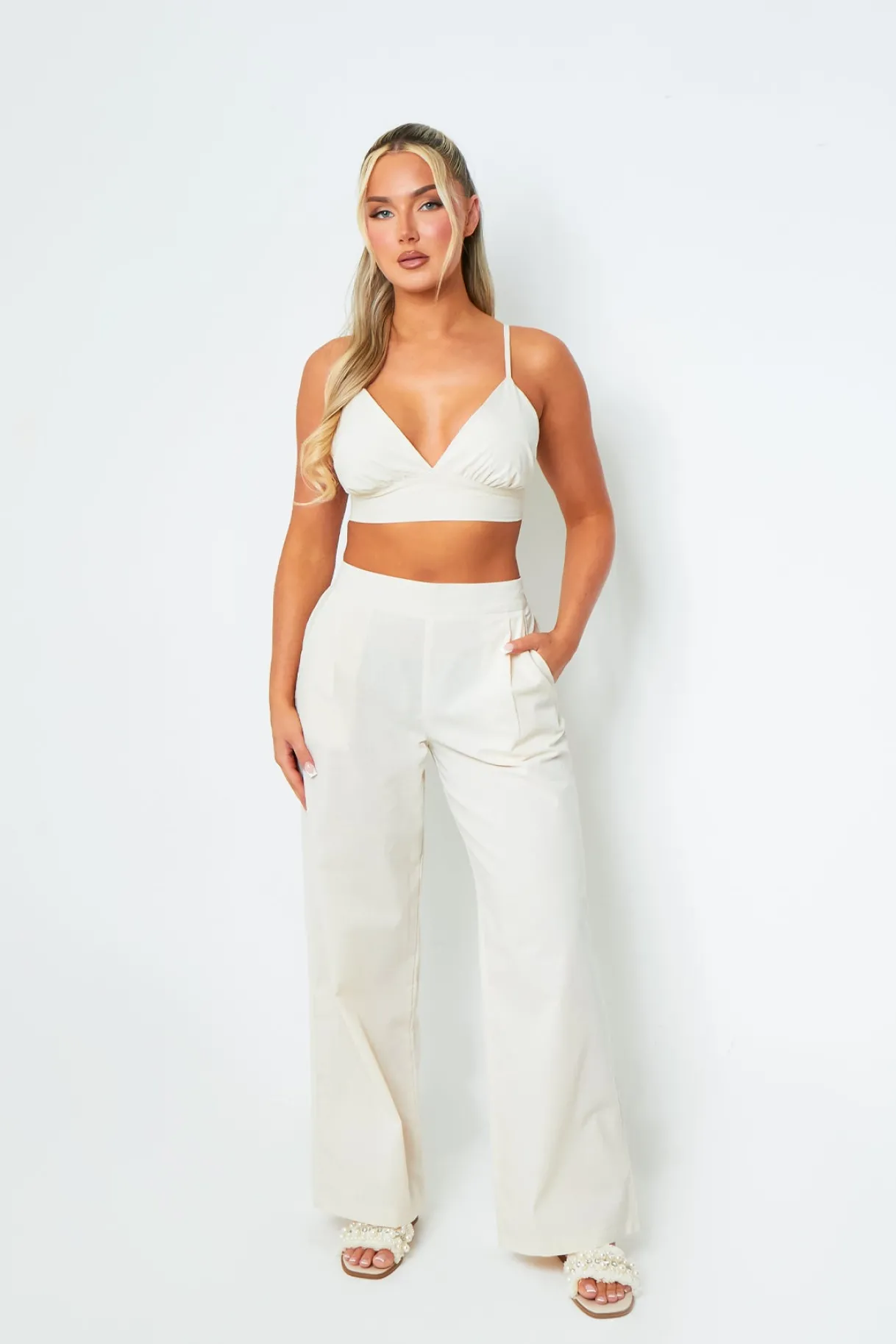 Tops|Co-Ords*Missy Empire Mia Cream Sculpted Scoop Neck Bralette