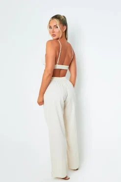 Tops|Co-Ords*Missy Empire Mia Cream Sculpted Scoop Neck Bralette