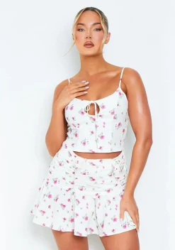 Tops|Co-Ords*Missy Empire Mia White Floral Round Neck Top