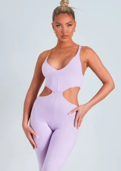 Knitwear|Jumpsuits & Playsuits*Missy Empire Micaela Lilac Chain Strap Knitted Jumpsuit