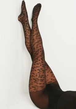 Rave Outfits|Socks & Tights*Missy Empire Mila Black Leopard Print Tights
