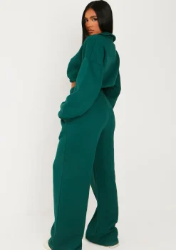 Airport Vibin'|Tracksuits*Missy Empire Millie Green Seam Front Wide Leg Jogger
