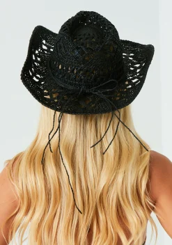 Hats*Missy Empire Mimi Black Straw Cowboy Hat